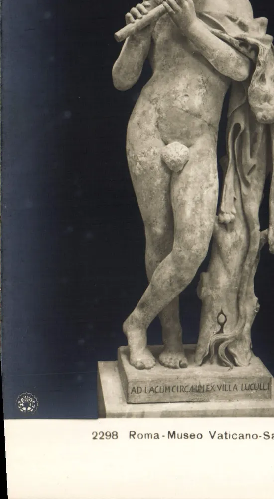 Estátua nua tocando flauta — Museu Vaticano — série 2298 - Frente