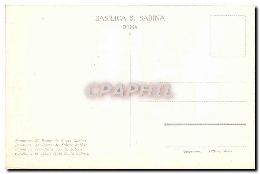 Vista de Roma - S. Sabina (Arventin) — editor 'Fotografiare' - Marciani Genna - Verso