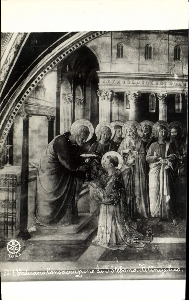 Weihe des heiligen Stephanus — Fresko aus dem Vatikan — von E. Roma, Nr. 3919 - Vorderseite