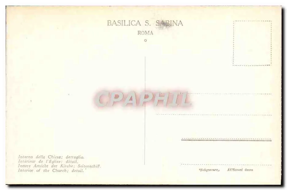 Interior da Basílica S. Sabina — Roma — detalhe — S.F. Marconi, Genebra - Verso