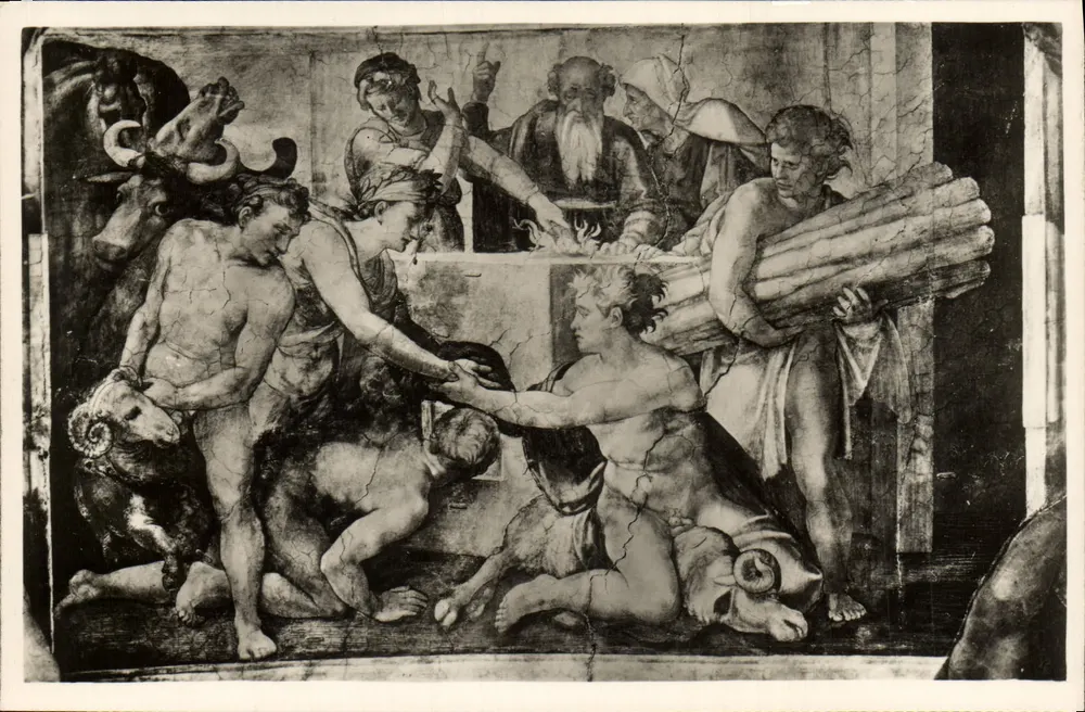 Rom - Sixtinische Kapelle (Michelangelo) - Opferung Noahs - Vorderseite