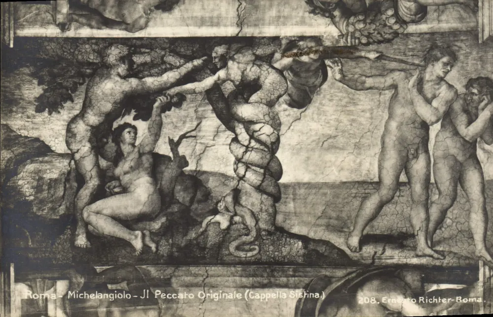 Rom - Michelangelo - Der ursprüngliche Sündenfall (Sixtinische Kapelle) — Ernesto Richter, Nr. 208 - Vorderseite