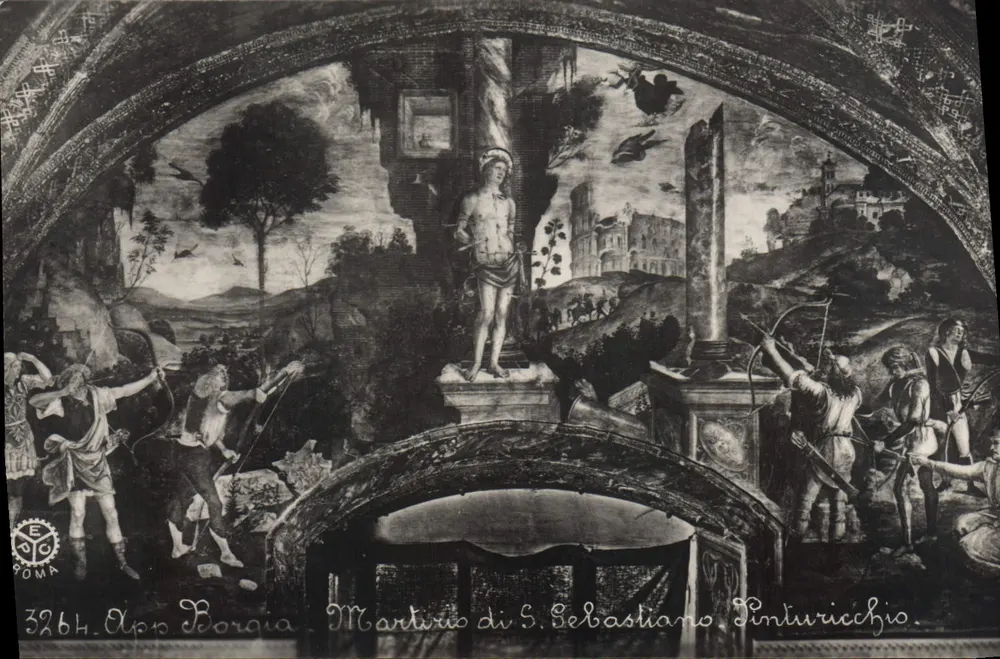 Martirio di S. Sebastiano — Fresko von Pinturicchio — Rom - Vorderseite