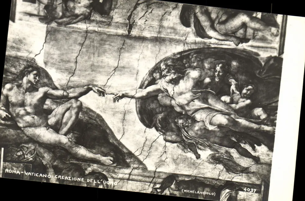 Schöpfung des Menschen — Fresko des Vatikans — Michelangelo — Nr. 4037 - Vorderseite