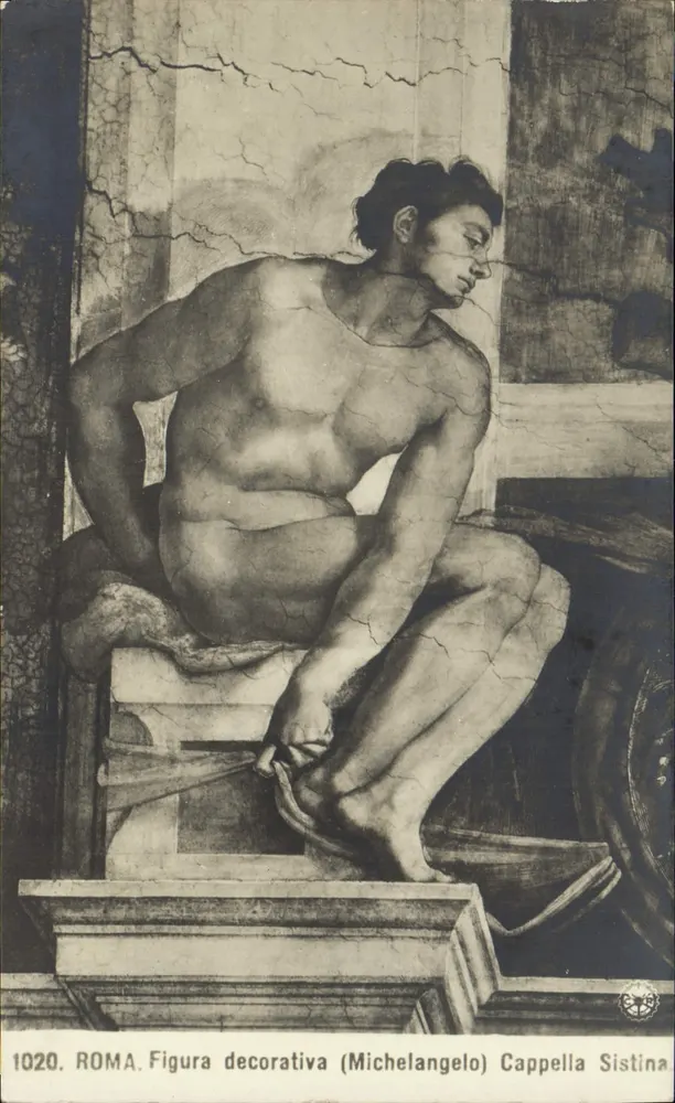 Decorative Figur — Michelangelo — Sixtinische Kapelle — Verlag NPG, Nr. 1020 - Vorderseite
