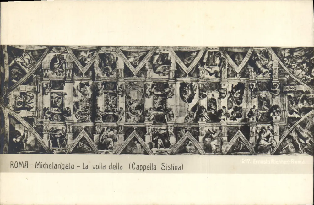 Roma - Michelangelo - La volta della (Cappella Sistina) — Ernesto Richter, n°217 - Anverso