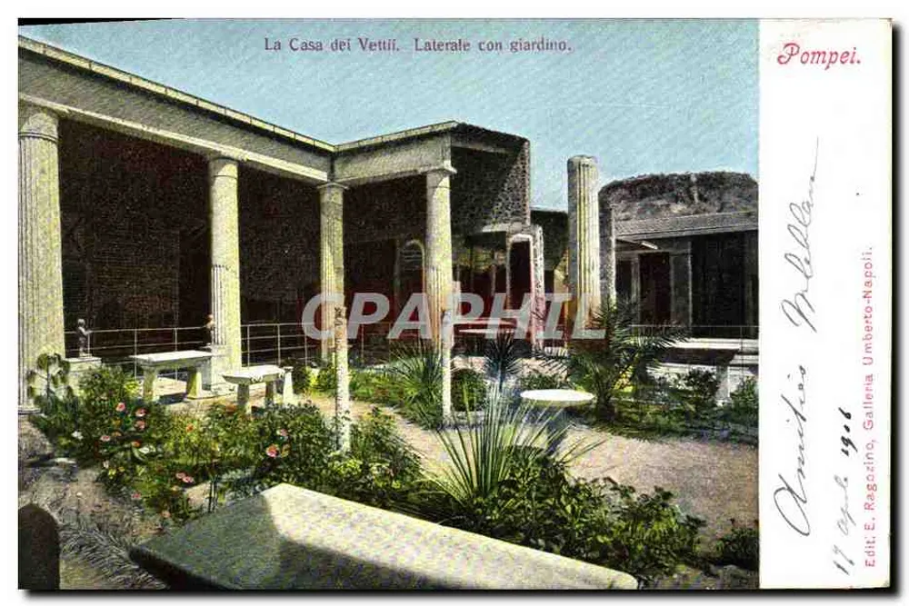 La Casa dei Vettii - Seitenansicht mit Garten — Pompei — Édit. E. Ragozino, Gallena Umberto-Napoli - Vorderseite