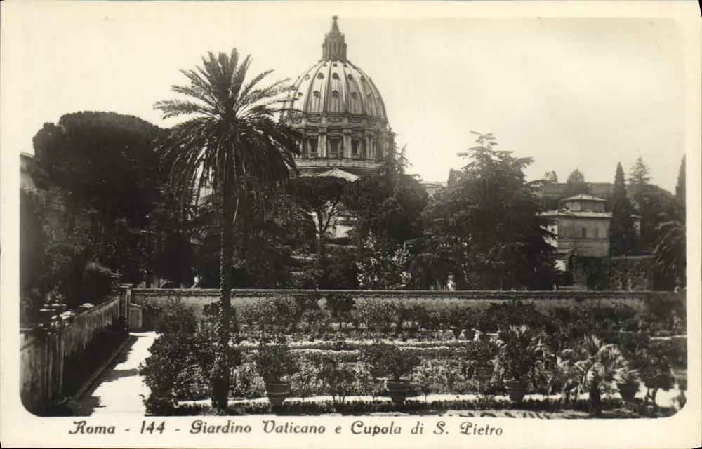 Vatikanischer Garten und Kuppel von St. Peter — Rom — Serie 144 — Alberto Raldi Milano - Vorderseite