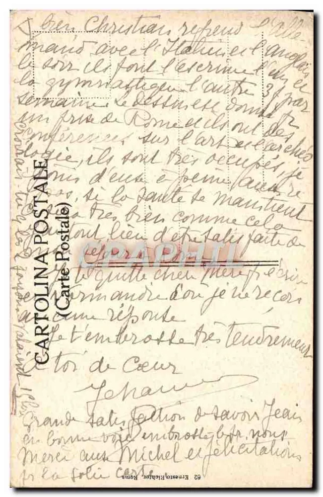 Roma - Giardino del Pincio — vista do jardim com estátua — Cartolina Postale, n° 62 - Verso