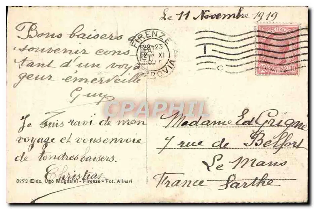 Firenze - A Catedral — editor Ugo Magnani, n° 8973 - Verso