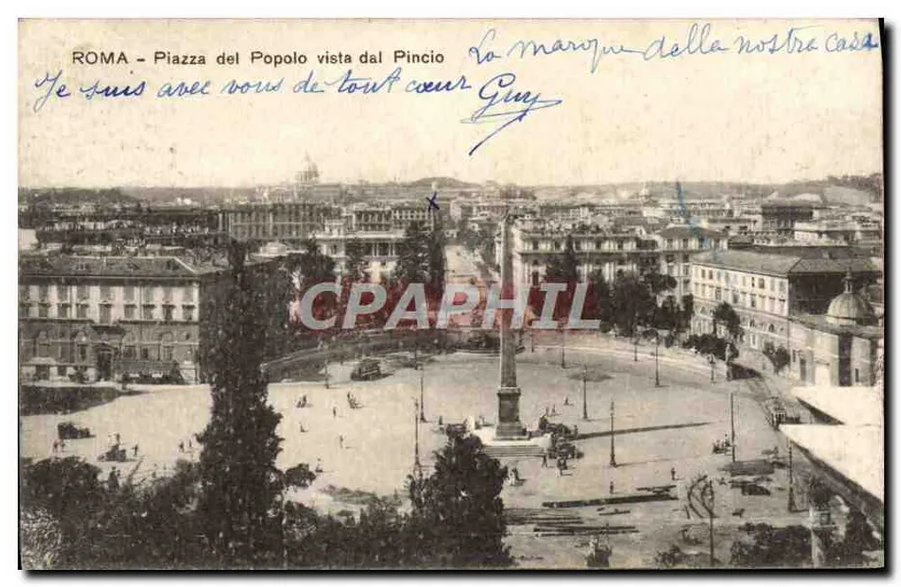 Rom - Piazza del Popolo vom Pincio aus gesehen — Éd. Gigli M. Nr. 2082 - Vorderseite