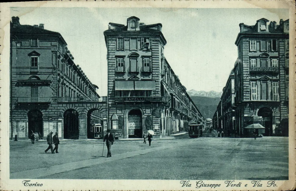 Turim — Interseção de Via Giuseppe Verdi e Via Po — editor Sorranfet - Frente