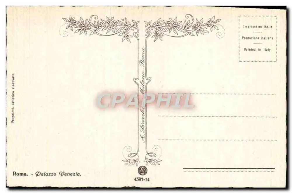 Roma - Palazzo Venezia — editor A. Ferocchi, n° 4587-14 - Verso