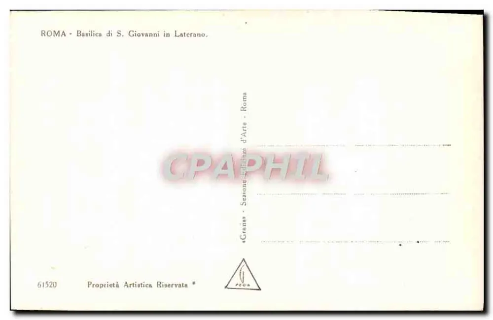 Piazza di San Giovanni in Laterano — Obelisco e Basilica — Verlag: Grano - Sezione d'Arte - Rom, n° 61520 - Rückseite