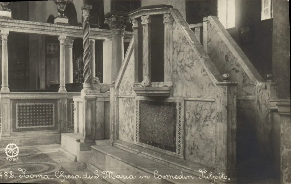 Chiesa di S. Maria in Cosmedin — Detail des Altars und des Löwen — P. E. Chauffourier - Vorderseite