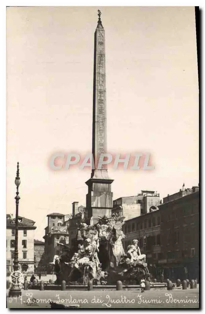 Fontaine des Quatre Fleuves — Bernini — P.E. Chauffourier, Roma - Vorderseite