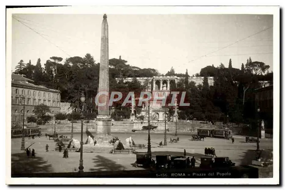 Roma - Piazza del Popolo — Obélisco e fonte — série 1-156, editor Brunner & C° - Frente