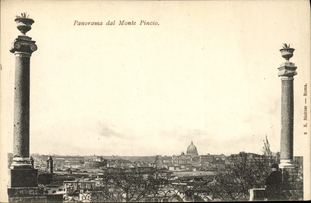 Panorama dal Monte Pincio — vue de Rome avec la basilique Saint-Pierre — E. Richier, n°8 - Frente