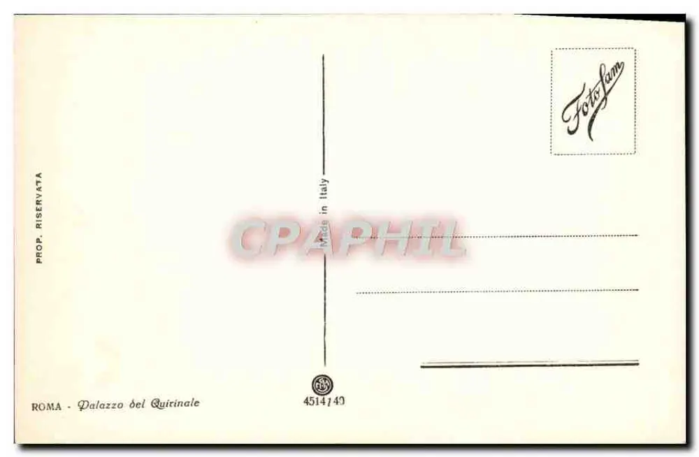 Palazzo del Quirinale — Obélisco da Praça — editor Fortsflam, n° 4514749 - Verso