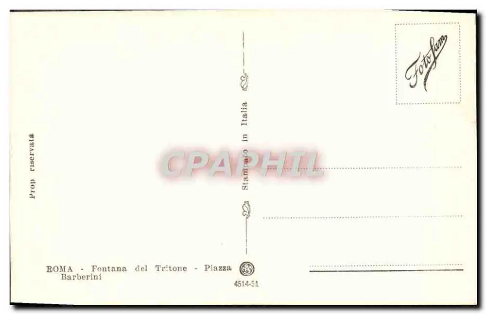 Roma - Fontana del Tritone - Piazza Barberini — editor Fotokfam, n° 4514-51 - Verso