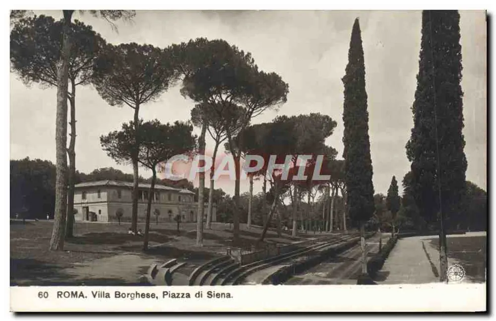 Roma. Villa Borghese, Piazza di Siena — editor NPG, n° de série 60 - Frente