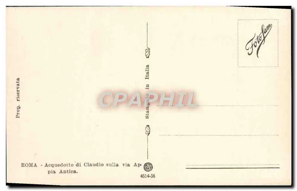 Acquedotto di Claudio an der Via Appia Antica — Rom — Verleger FotoFam, n° 4514-36 - Rückseite