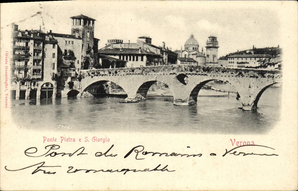 Ponte Pietra e S. Giorgio — Verona — Oreste Unesingheli, n° 24960 - Frente