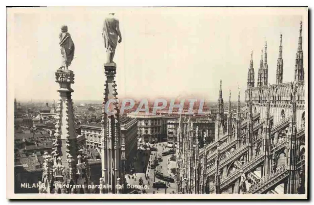 Milano — Częściowy panorama z Duomo — Wyd. Fratelli Marco, Milano - Awers