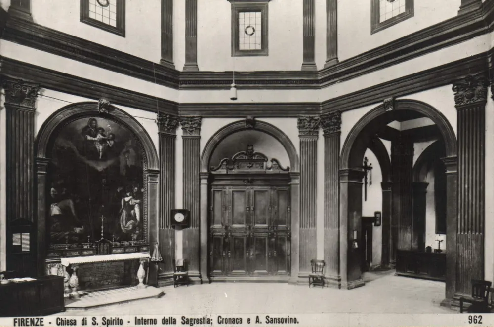 FLORENZ - Kirche S. Spirito - Innenraum der Sakristei; Cronaca e A. Sansovino. - Vorderseite