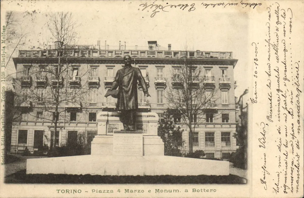TORINO - Piazza 4 Marzo e Monumento a Botterero — Società Editrice Cartoline (1538) Torino - Frente