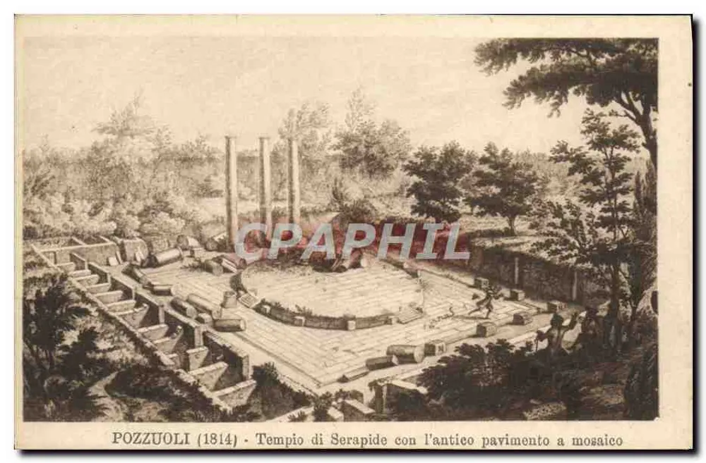 Pozzuoli (1814) - Ansicht des Tempels von Serapis mit seinem alten Mosaikpflaster - Vorderseite