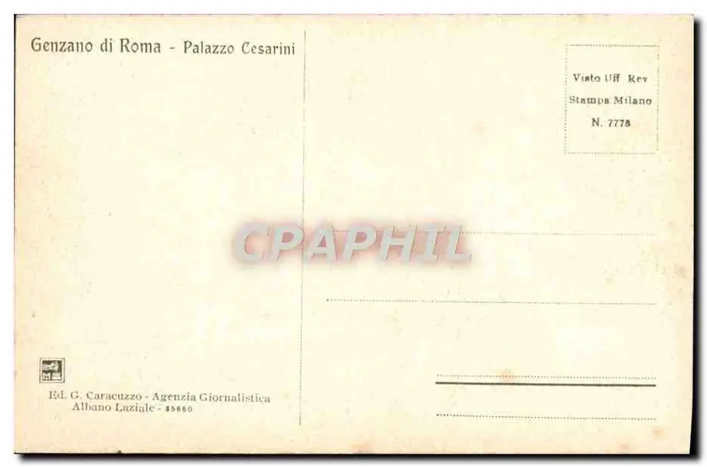Genzano di Roma — Palazzo Cesarini — Éd. G. Caracuzzo - Rückseite