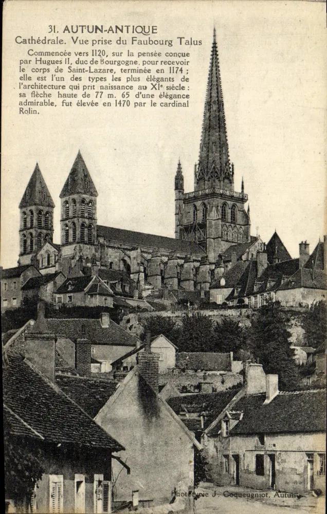 Autun-Antike — Kathedrale aus dem Faubourg Talus gesehen — Fotograf J.-Coquegniot, Autun - Vorderseite