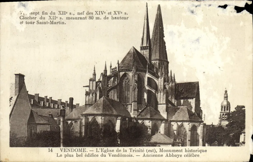 Vendôme — Die Kirche der Dreifaltigkeit (östlich), Denkmal — Berühmte ehemalige Abtei - Vorderseite