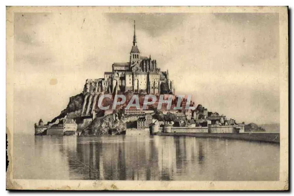 Mont Saint-Michel — allgemeine Ansicht Südseite bei Ebbe — Verlag Serv. Commercial Monuments Historiques, Paris - Vorderseite
