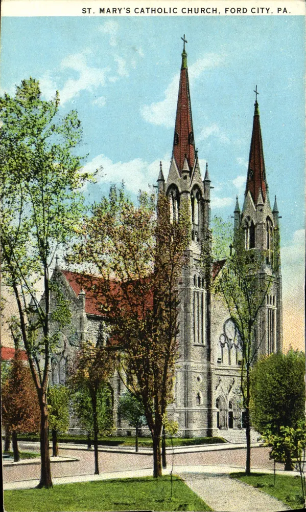 St. Mary's Katholische Kirche, Ford City, PA — Verlag C.T. Américas, Pittsburgh, PA - Vorderseite