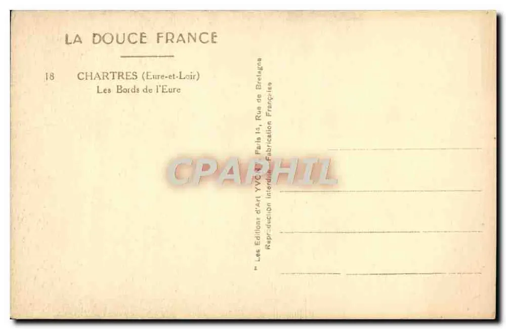 Chartres (Eure-et-Loir) — Die Ufer der Eure — Éditions d'art YVCN, Paris - Rückseite