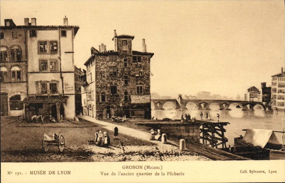 Ansicht des alten Viertels Pêcherle — Lyon — Grobon (Michel) — Nr. 191 - Musée de Lyon - Vorderseite