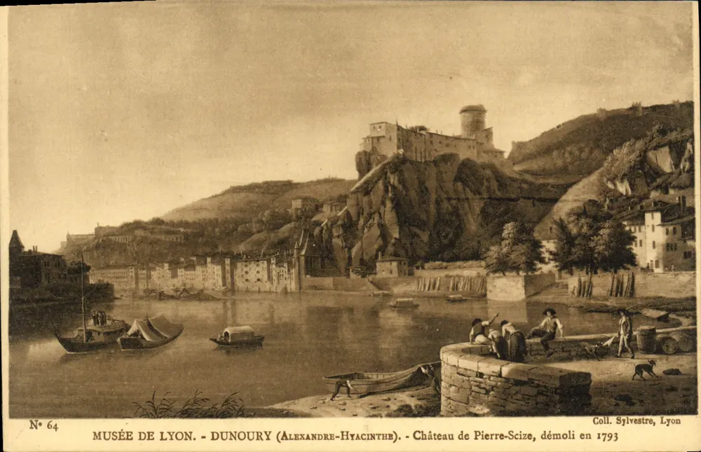 Muzeum w Lyonie - Dunoury (Alexandre-Hyacinthe) - Zamek Pierre-Scize, zburzony w 1793 roku — Zbiór Sylvestre, Lyon, nr 64 - Awers