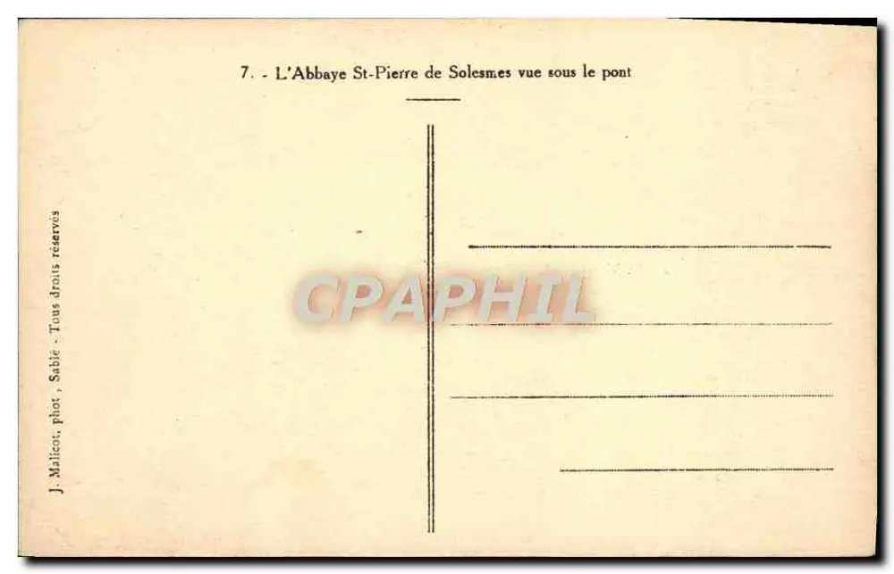 Die Abtei Saint-Pierre de Solesmes — Ansicht unter der Brücke — J. Malicot, phot. Sabié - Rückseite