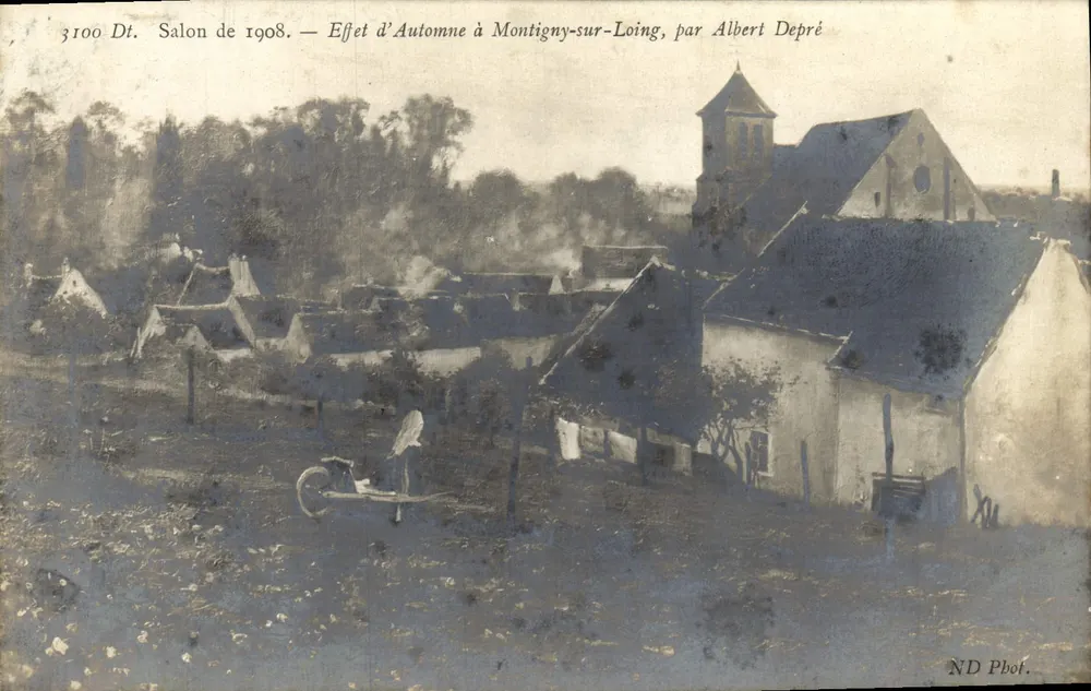 Herbstblick in Montigny-sur-Loing — Salon de 1908, von Albert Depré - Vorderseite