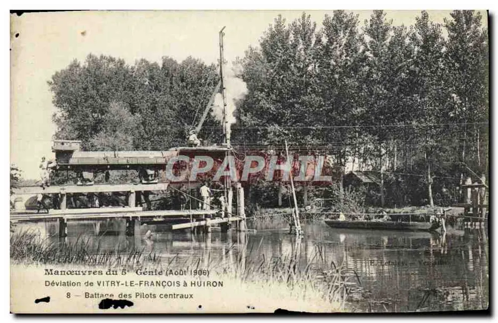 Abbiegung von Vitry-le-François nach Huiron — Manöver des 5. Génie (August 1906) — Verlag: Postdruckerei - Vorderseite