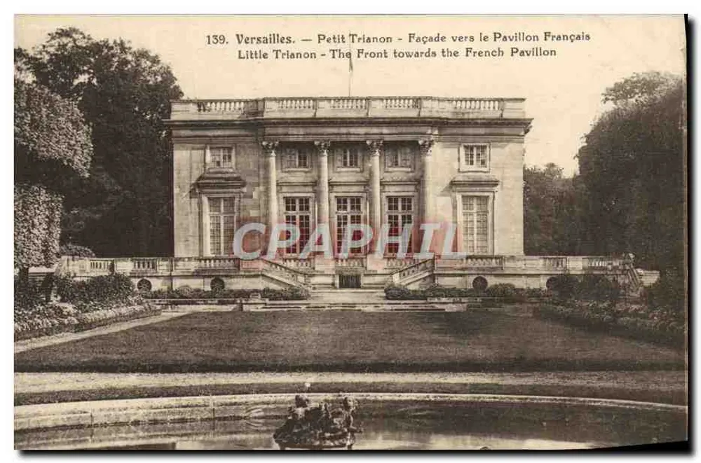 Versailles — Petit Trianon — Fassade zum Pavillon Français — Verlag F. DAVID, 21 Rue des Réservoirs - Vorderseite