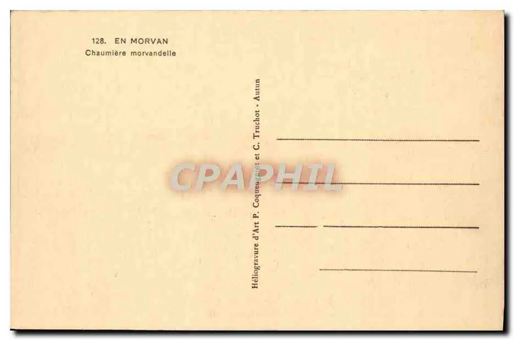 Im Morvan — Morvandelle-Hütte — Héliogravure d'Art P. Coquauquet et C. Truchot - Rückseite
