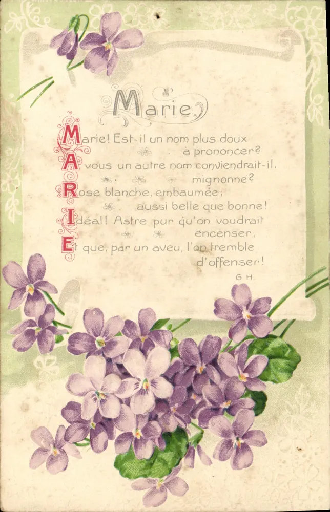 Violetas — carta de adeus a Marie — K.F. Paris série 1537 - Frente