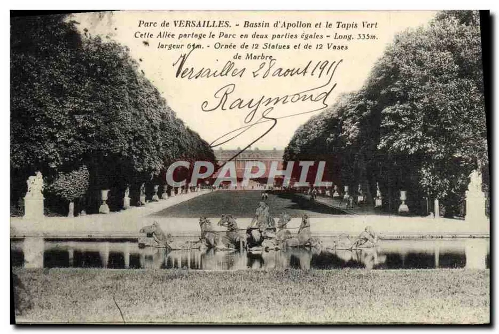 Park von VERSAILLES — Bassin d'Apollon und der Grün Teppich — Verlag Moreau, n° nicht sichtbar - Vorderseite