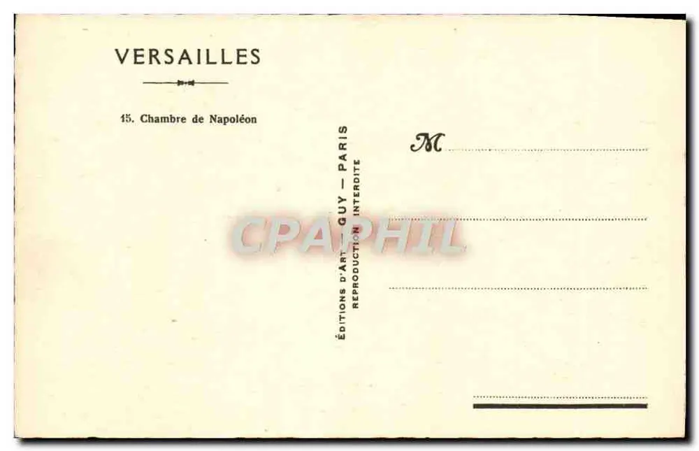 Quarto de Napoleão — Versailles — Edições de Arte Guy - Verso