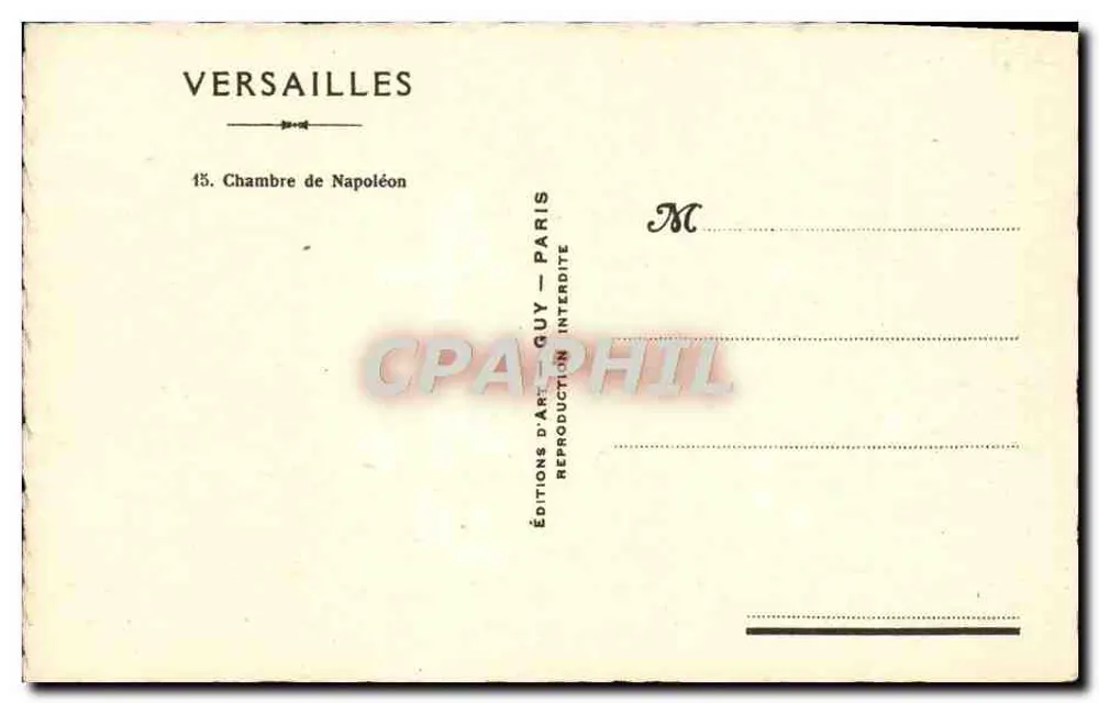 Quarto de Napoleão — Versalhes — Edições d'Art Guy - Verso