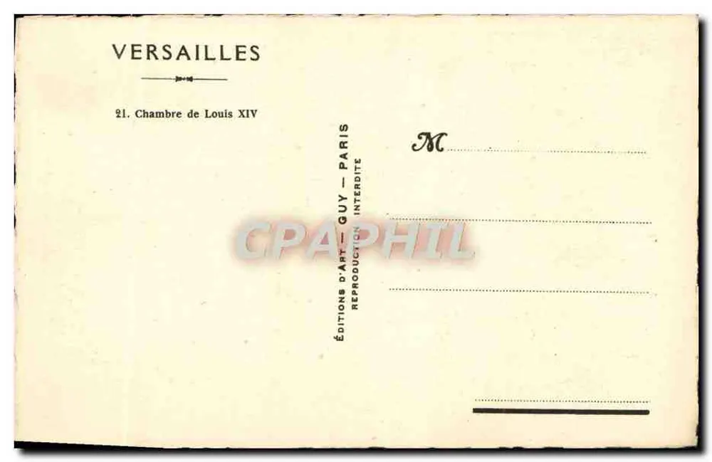 Chamber of Louis XIV — Versailles — Éditions d'Art Guy - Back