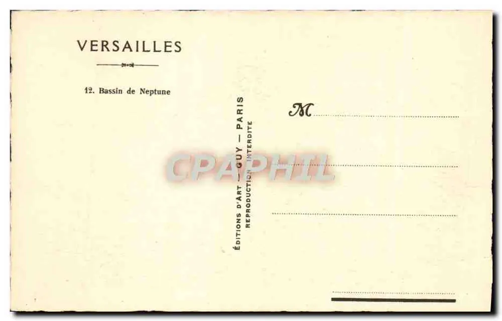 Versailles — Bassin de Neptune — Éditions d'Art Guy, Paris - Verso